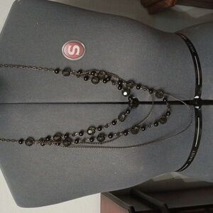Long black beaded chain necklace